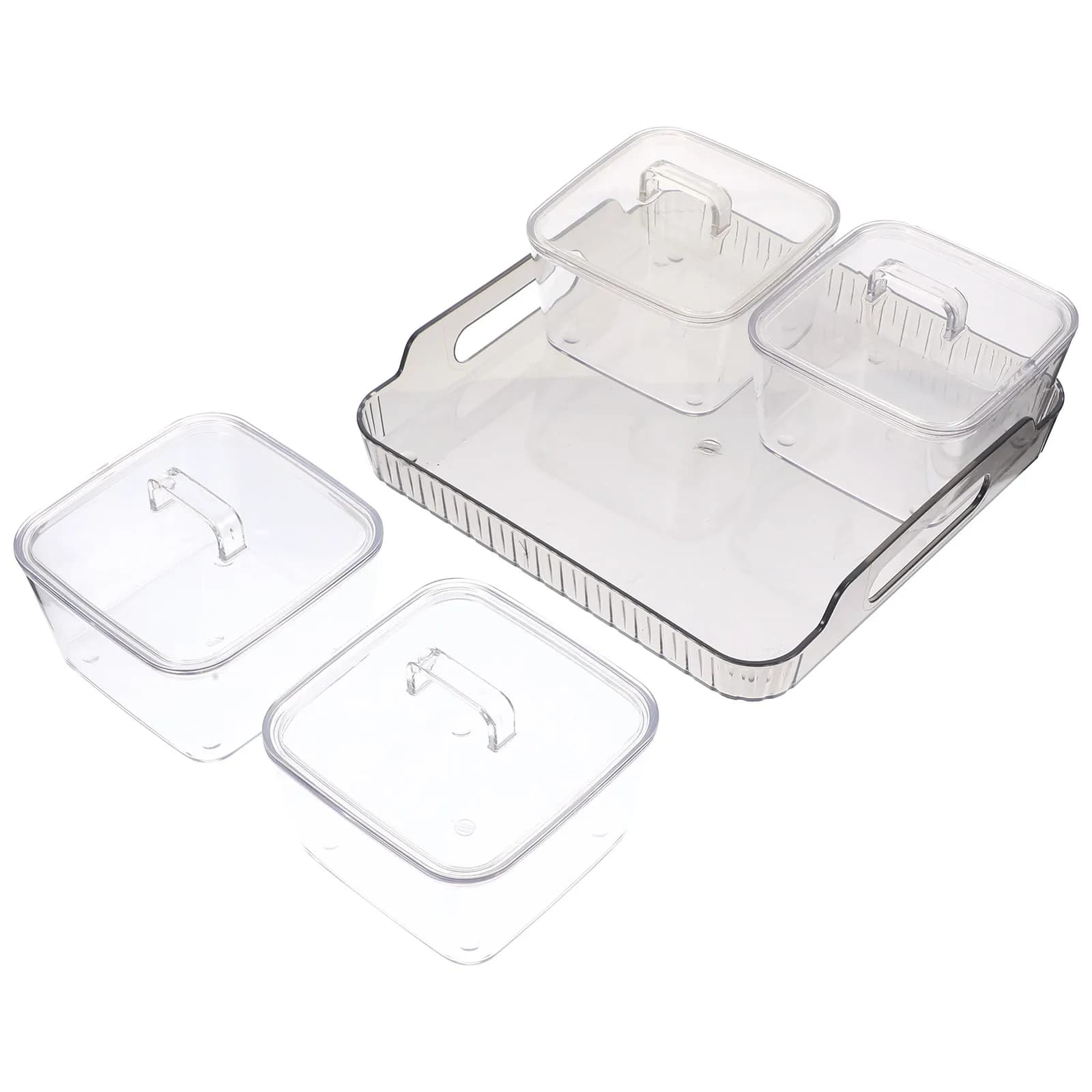 1Set Elegant Transparent Compartment Snack Tray for Candy Dried Fruits Nuts Serving Decorative Kitchen Dining Picnic