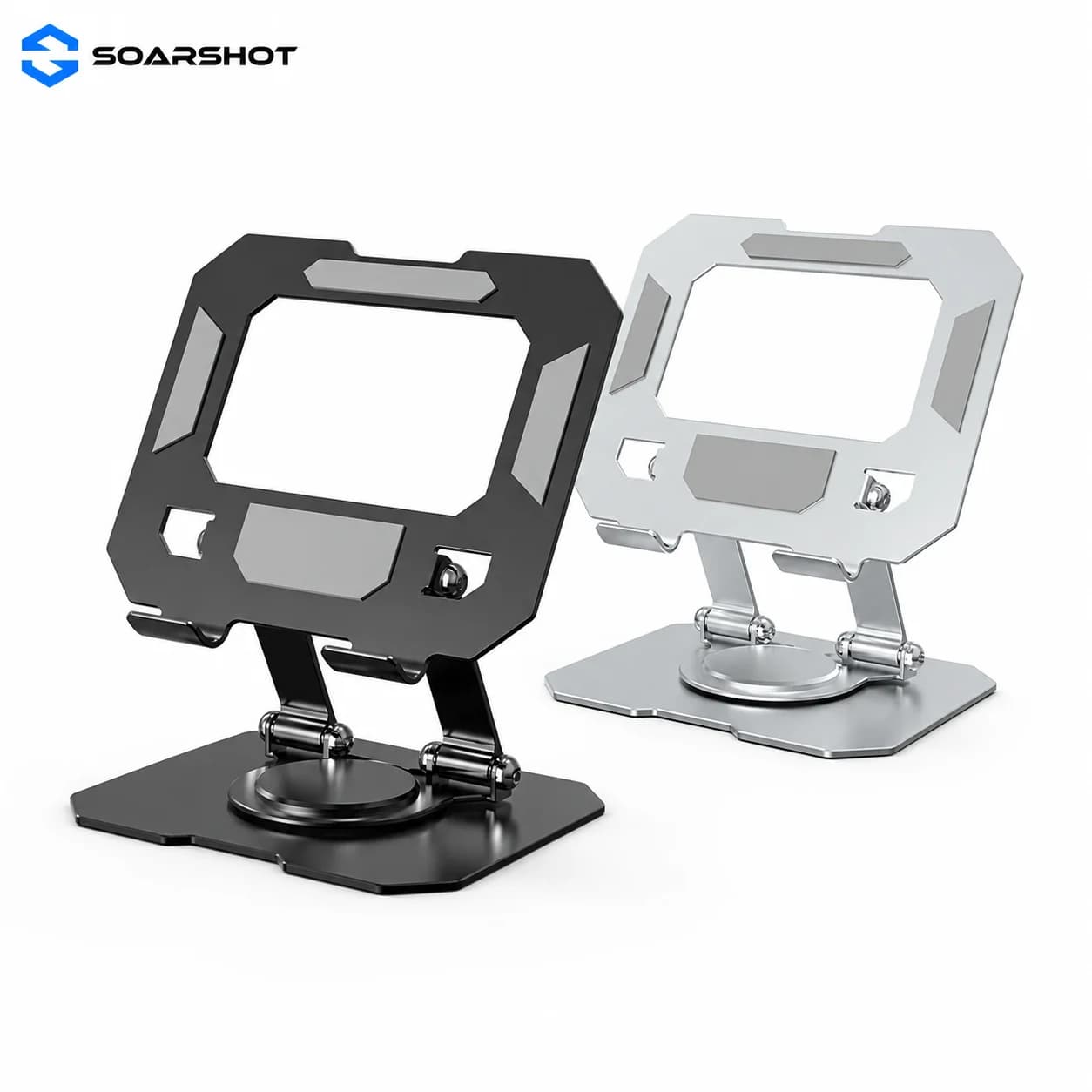 Adjustable Tablet Stand for Desk 360° Rotating Foldable Metal iPad Holder Heavy Duty Desktop Mount for Gaming Drawing and Office