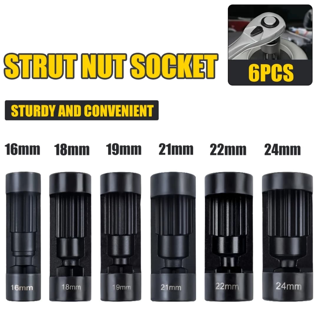 Kit Universale di Chiavi a Bussola per Ammortizzatori 16-24mm, Set da 5/6 Pezzi per Rimozione Ammortizzatori Auto