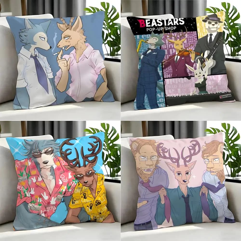 anime BEASTARS Cushion Cover Cushion Cover Set 4Pcs 50x50 45x45 40x40 Pillowcase Decorative Sofa Home Decor