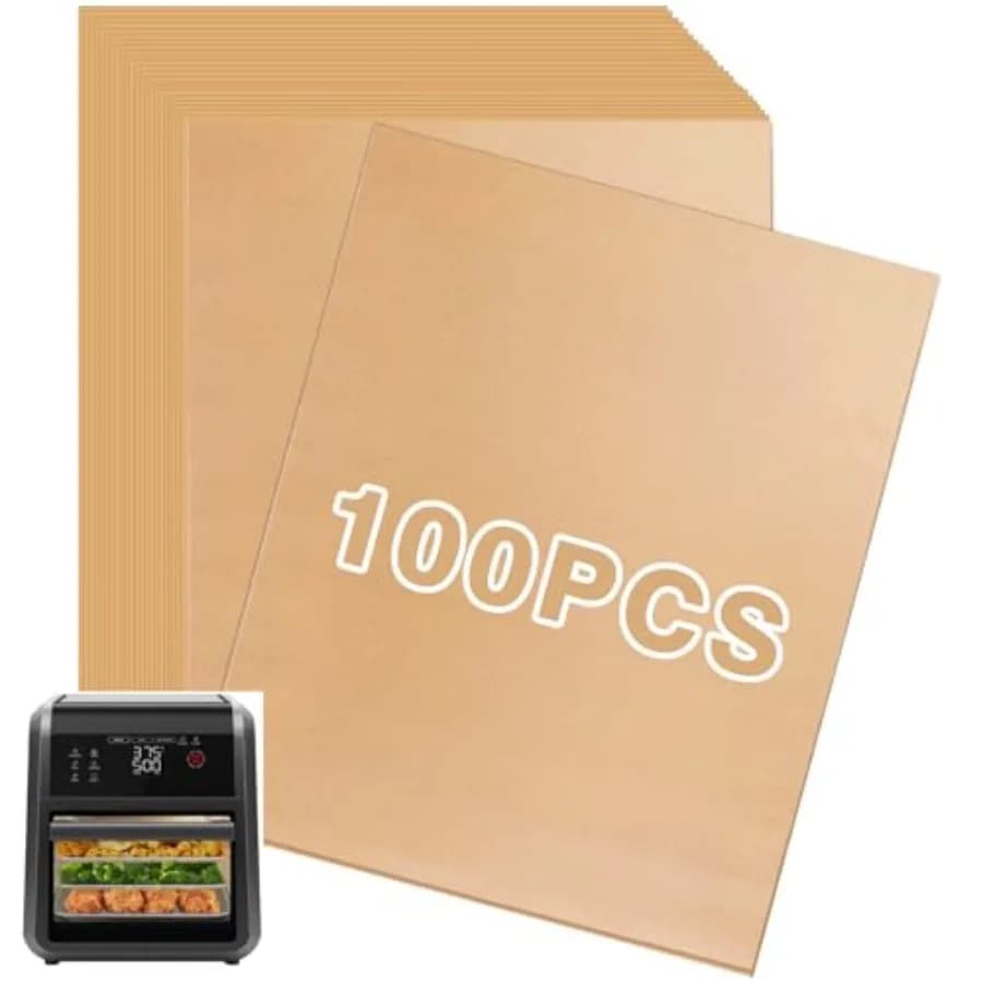 Air Fryer Liners Disposable, 100Pcs Parchment Paper Compatible with Chefman 12-Quart Air Fryer Oven with Digital Timer, Unbleac