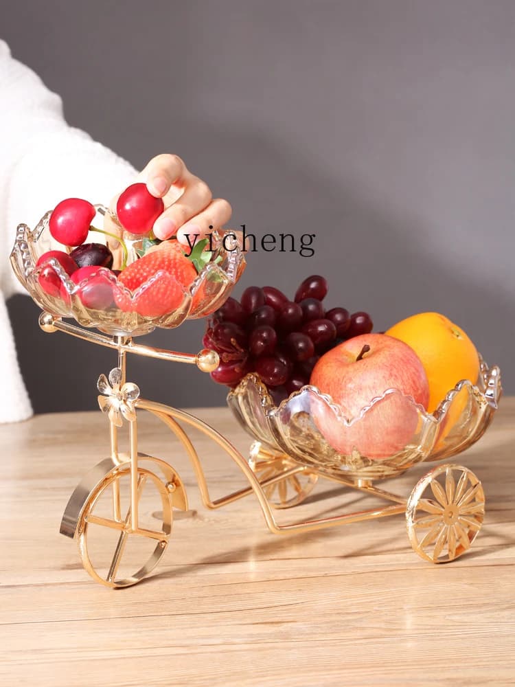 LSL Piatto di frutta in vetro creativo di lusso leggero Multi-strato Casa Soggiorno Piatto di frutta secca di caramelle Ornamento decorativo