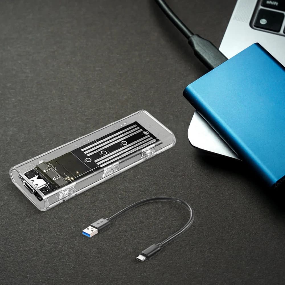 M.2 NGFF SATA Type C USB 3.1 Hard Disk Box 10Gbps Transparent External SSD Case External SSD Adapter for 2230/2242/2260/2280