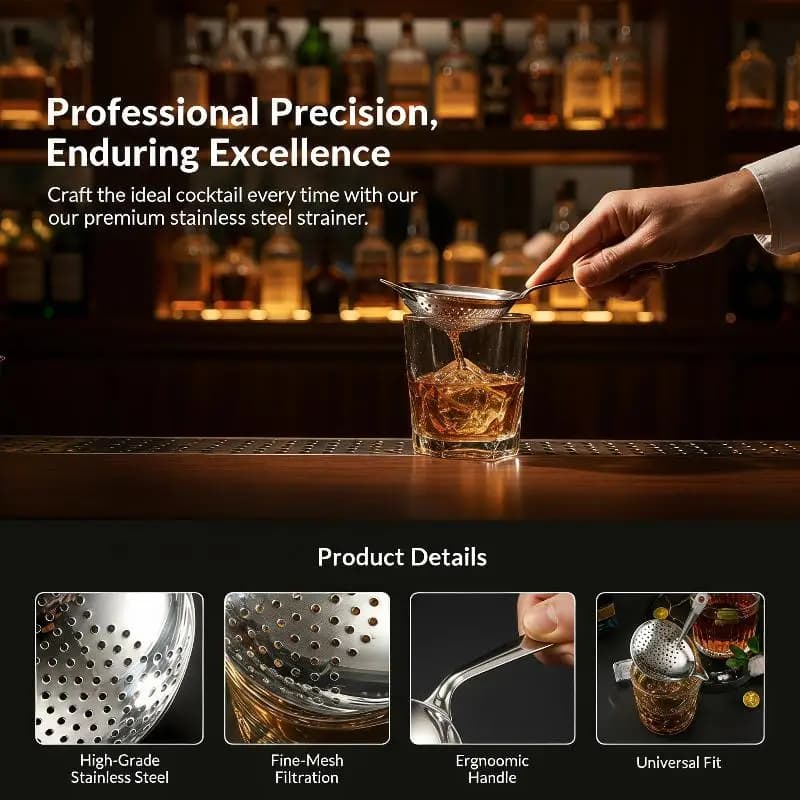 Leak Proof Stainless Steel Cocktail Shaker Ice Strainer Professional Bartender Tool for Bar Kitchen Party Use