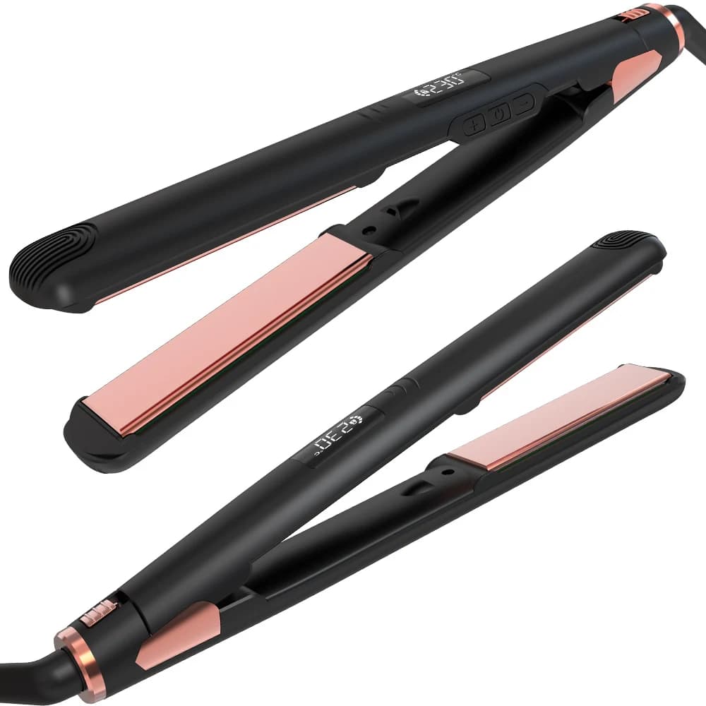 Flat iron hair plate 2 in 1 with quick heating, 1 inch professional hair plate with adjustable temperature