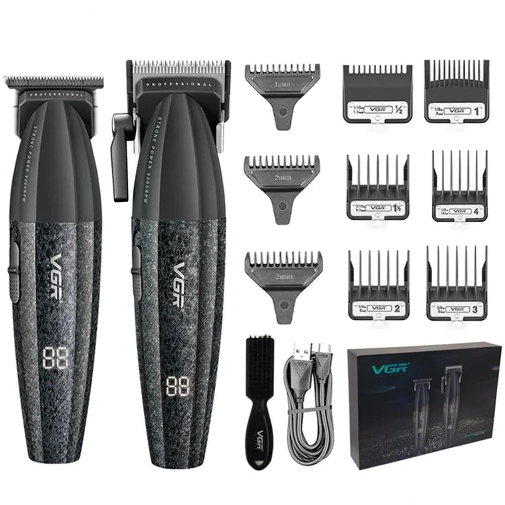 VGR Professional Refining Machine Haircuts Wireless Haircuts 9000 rpm Barbiere Cutting Cut Metal Finishing Machine for men V-640