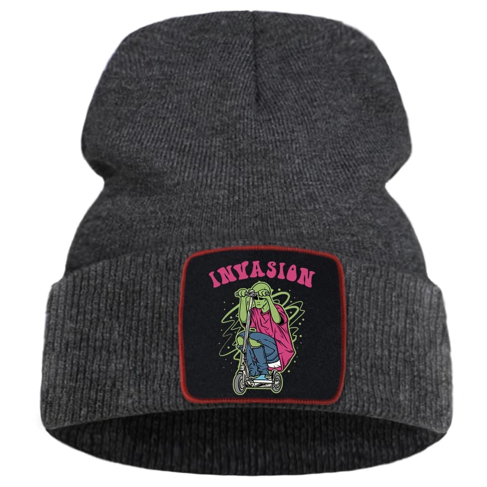 Cappelli stampati gatto Ninja giapponese per le donne autunno morbido caldo Harajuku cappello lavorato a maglia da uomo Outdoor Hip Hop moda uomo berretti invernali