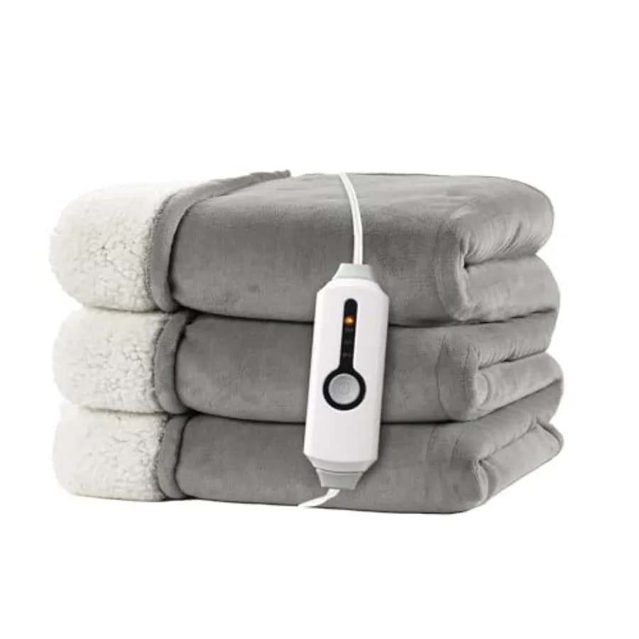 Coperta Elettrica Riscaldata 183x213 cm per un Sonno Sicuro Durante la Notte, Doppio Lato in Microplush e Sherpa per Uso sul Letto, 4 Impostazioni di Calore