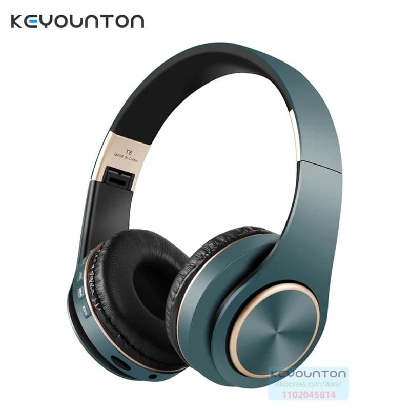 Cuffie Bluetooth Wireless T8 con Microfono, Cancellazione del Rumore, Audio Stereo, Auricolari per Sport e Gaming, Supporto TF