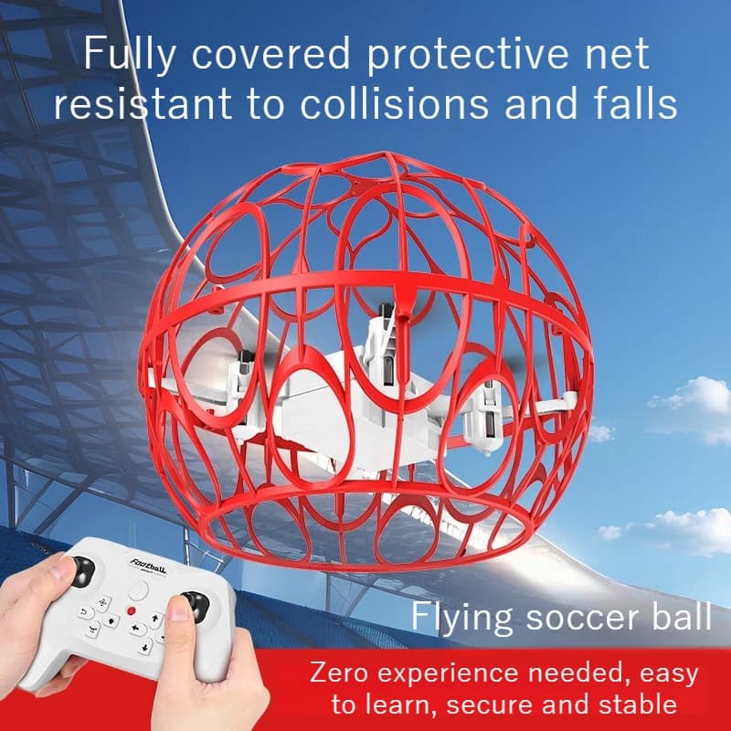Aereo RC a Forma di Pallone da Calcio 2.4G, Gioco per Bambini con Rete Protettiva Completa, Giocattoli Resistenti agli Urti e agli Shock