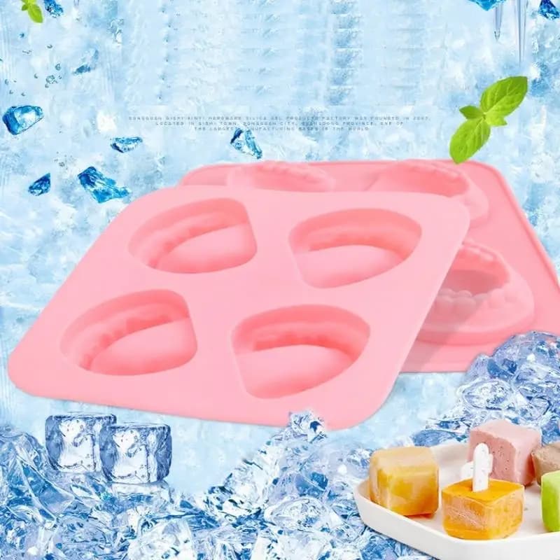 4 fori Protesi Denti a Forma di Stampo per Cubo di Ghiaccio Vassoio di Ghiaccio in Silicone Stampo per Gelato Fai da Te Divertente Gag Regalo per Dentista Anziani Festa del Padre