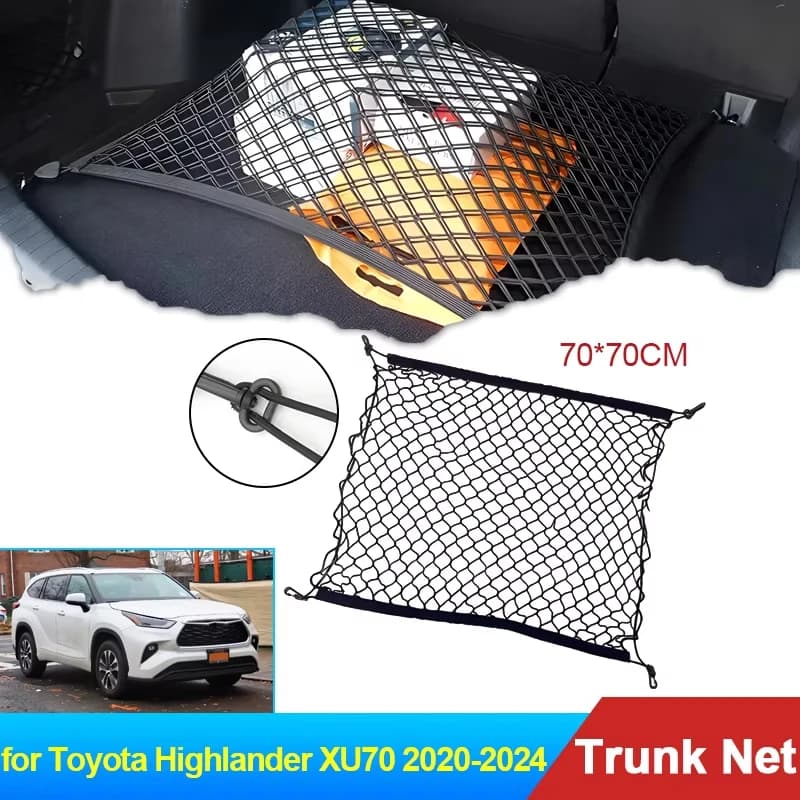 70x70 Auto for Toyota Highlander XU70 Kluger 2020 2021 2022 2023 2024 Accessories Car Boot Trunk Cargo Net Elastic Storage Parts