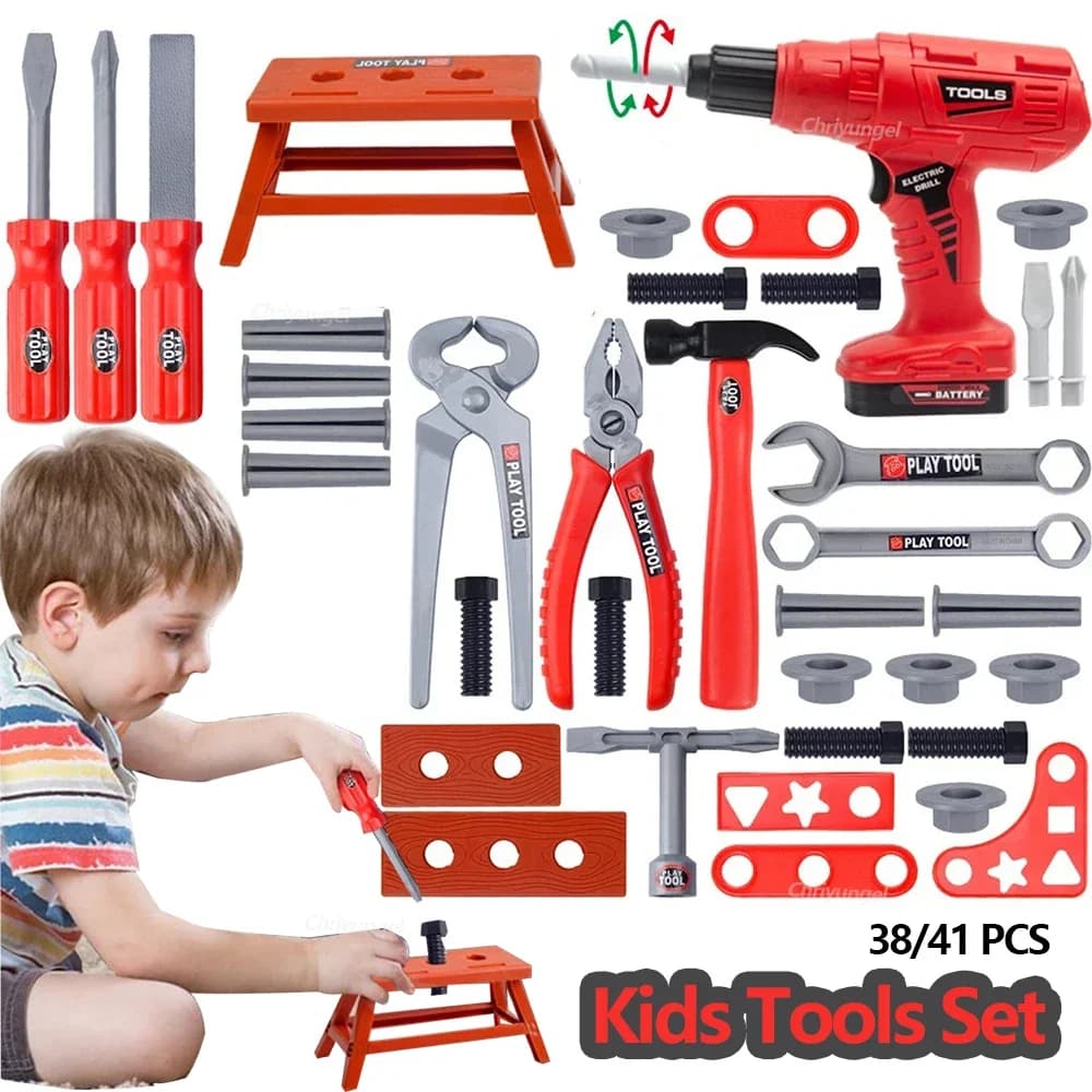 Finta Tools Kit Toys 38/41 PCS Play Set of Repair Tools Engineer Simulated Plastic Construction Toys Kids Gift