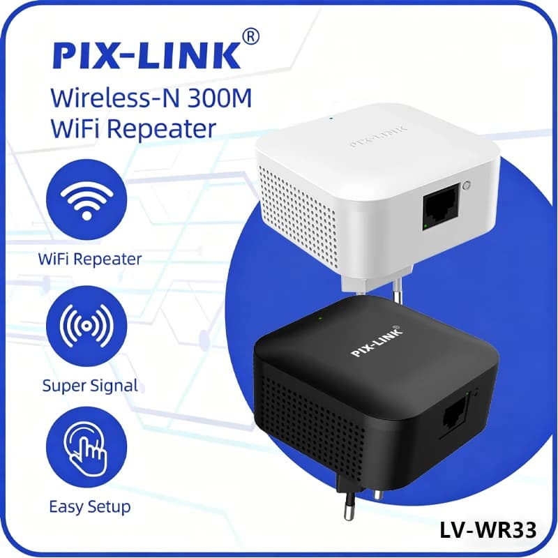 PIX-LINK WR33 Ripetitore WiFi 300Mbps Wireless-N Router/AP/Extender 2.4GHz Amplificatore di Segnale WPS Configurazione Semplice per Casa e Ufficio Portatile