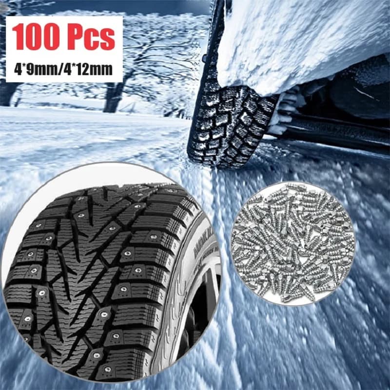 100PCS Inverno Neve Vite Per Pneumatici Borchie Emergenza Antiscivolo Caduta Ruota Spikes 4*12mm 9mm Per Veicolo ATV Moto Biciclette Pneumatici