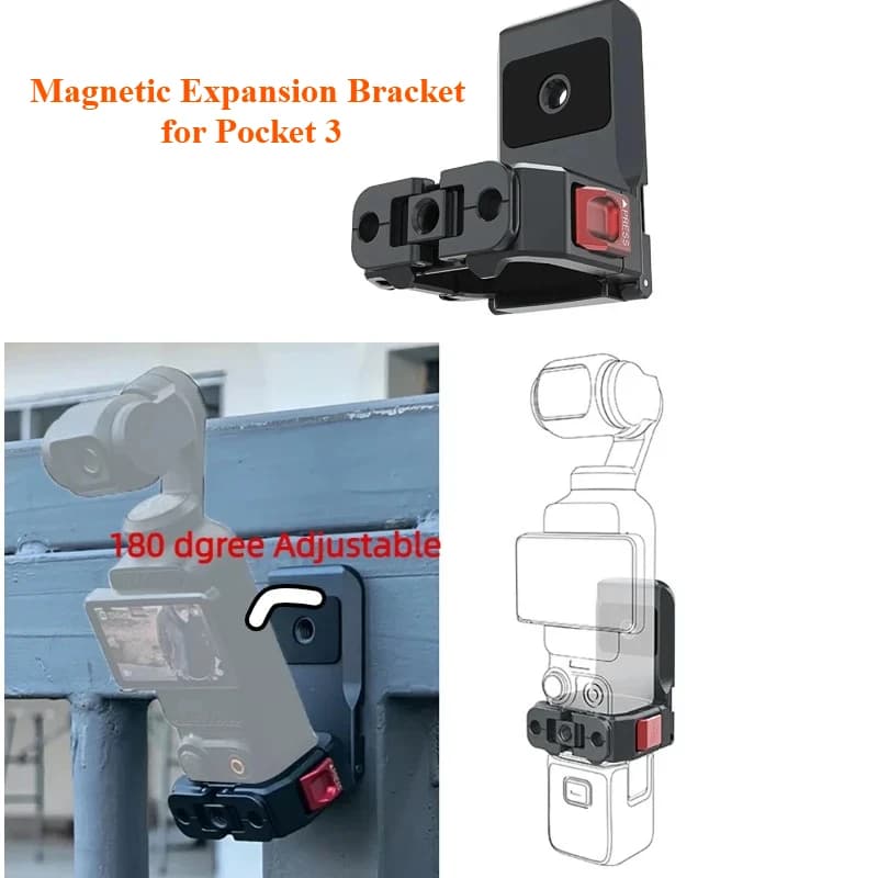 Telaio adattatore magnetico 180 ° Supporto per treppiede pieghevole regolabile per staffa di espansione DJI Osmo Pocket 3 Desktop Vlog Live Streaming