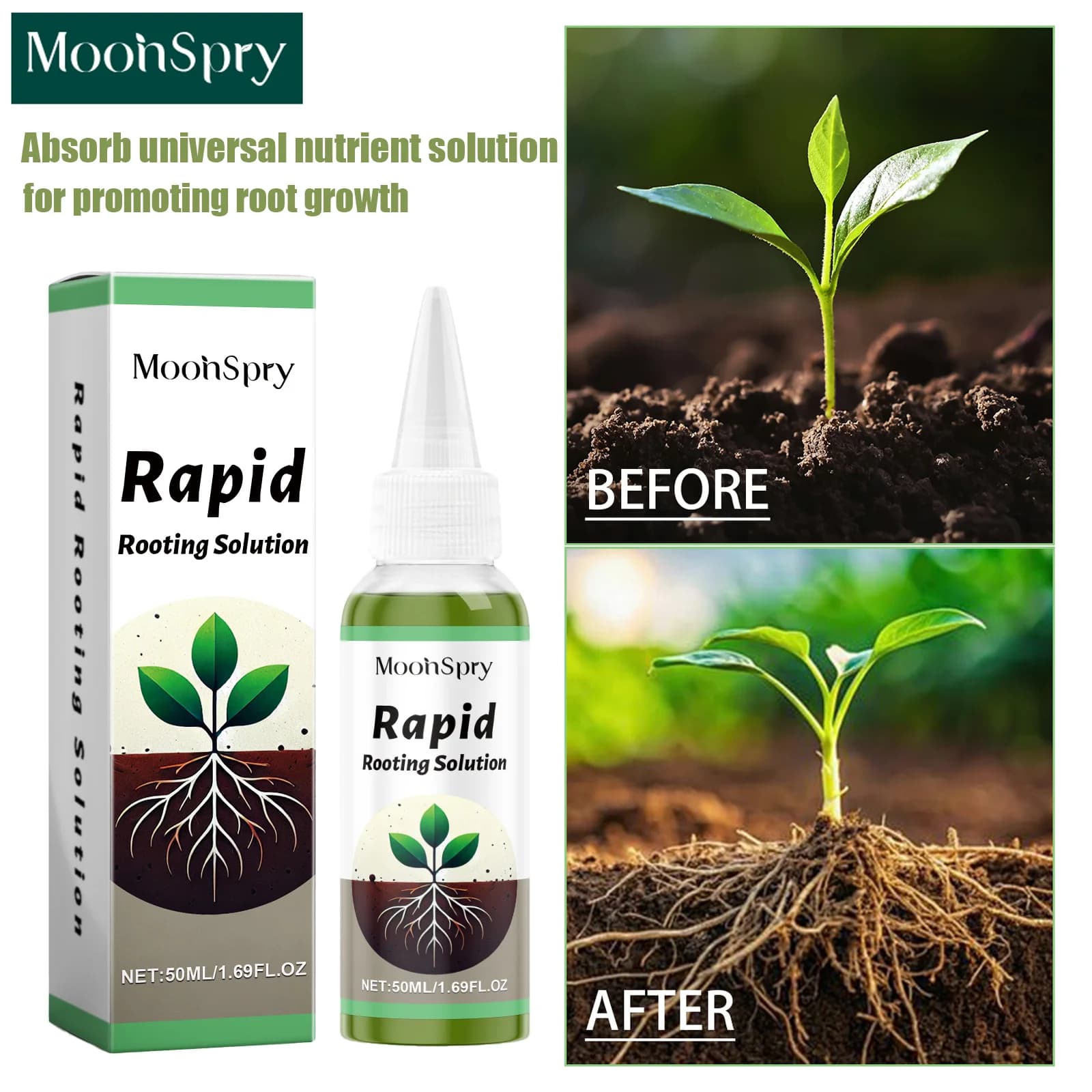 MoonSpry 50ml Liquid for plant growth Fruit and vegetable pot absorption for root growth Universal nutrient liquid