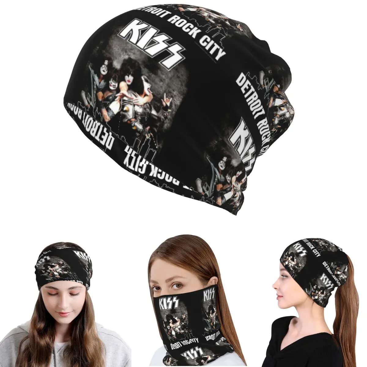 Kiss Band Detroit Rock City Bandana Maschera per il collo Sciarpa Maschera calda per il viso Berretti Cappello Unisex Adulto Per tutte le stagioni
