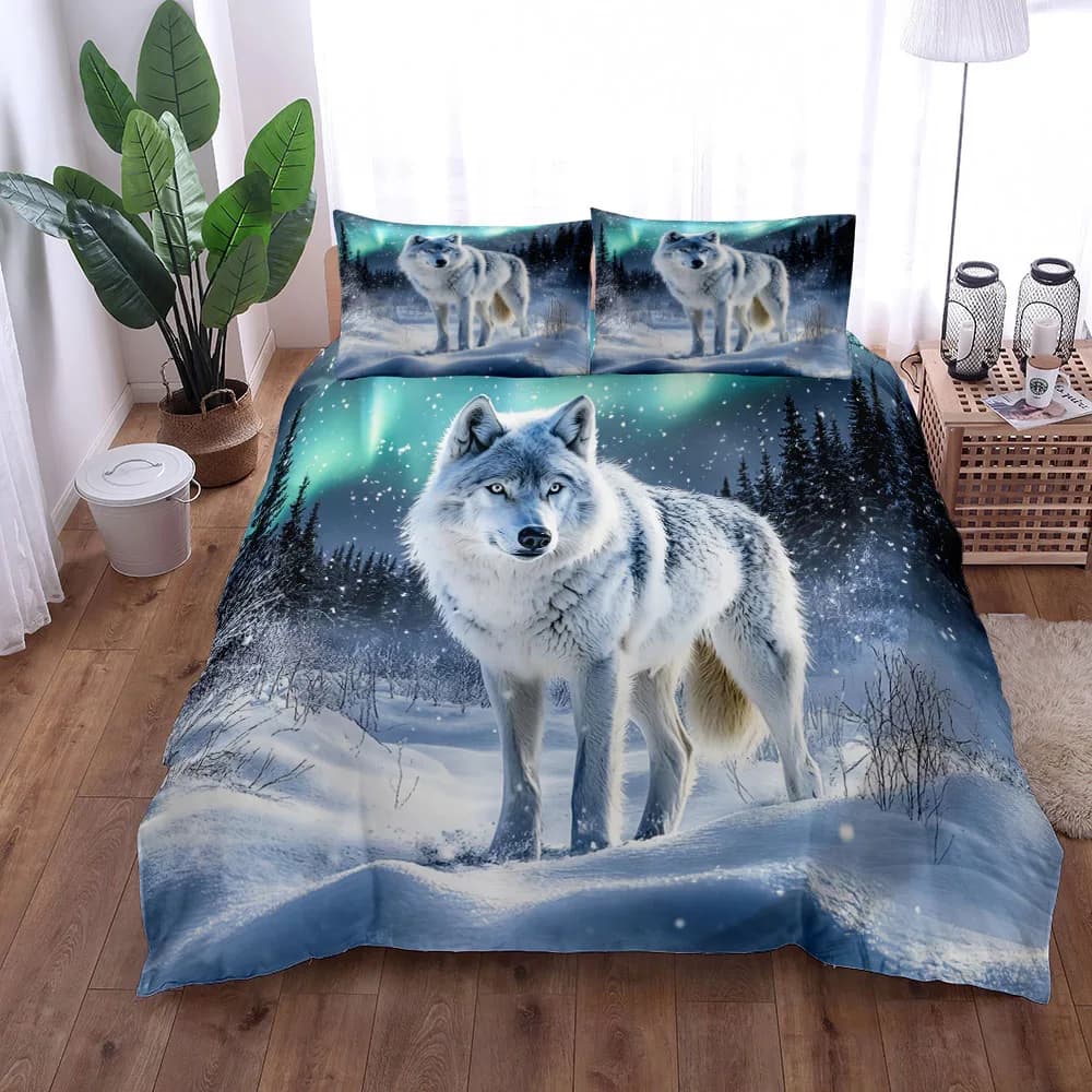 Set copripiumino germanico Arctic Wolf Set biancheria da letto singolo matrimoniale King US Twin Full Queen Size