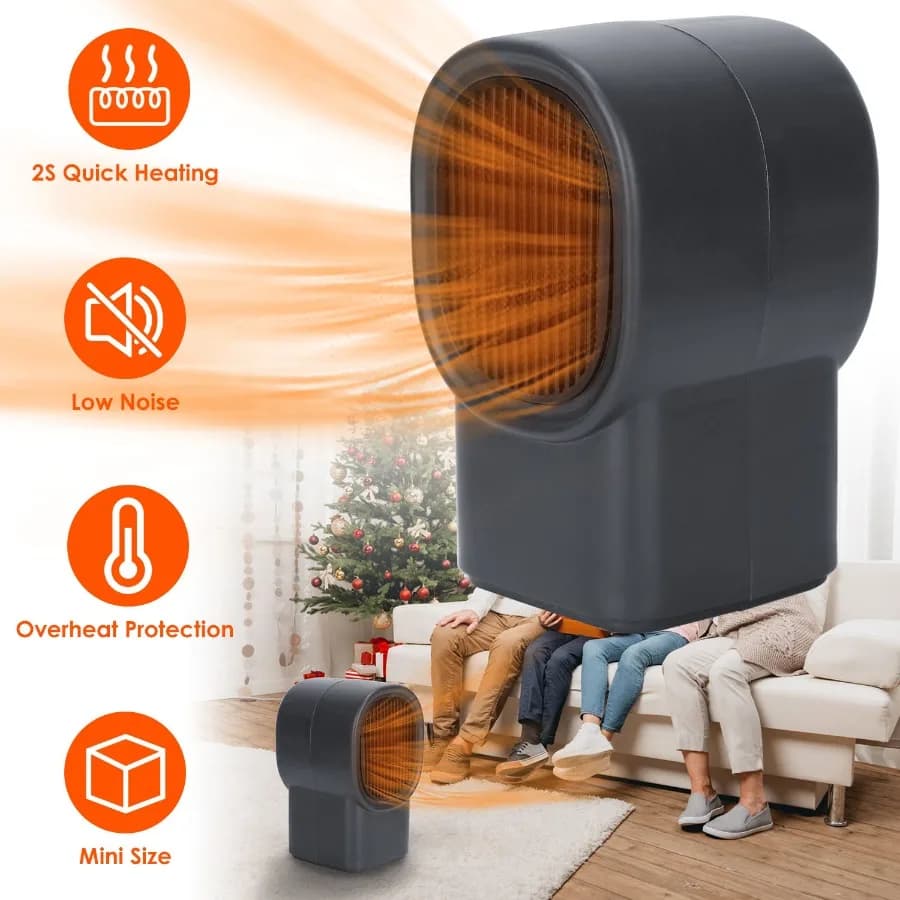 Stufetta Elettrica Portatile da 500W, Mini Termoventilatore da Tavolo, Riscaldatore Personale per Casa e Ufficio