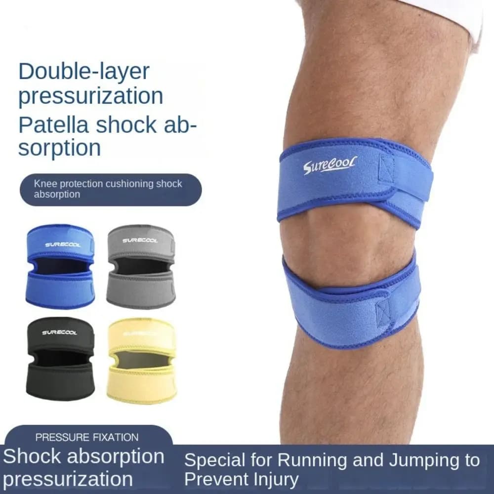 Ginocchiere sportive regolabili Ginocchiera Fascia stabilizzatrice di sicurezza Supporto per ginocchio rotuleo Protezione rotula Fascia avvolgente per ginocchio ammortizzante
