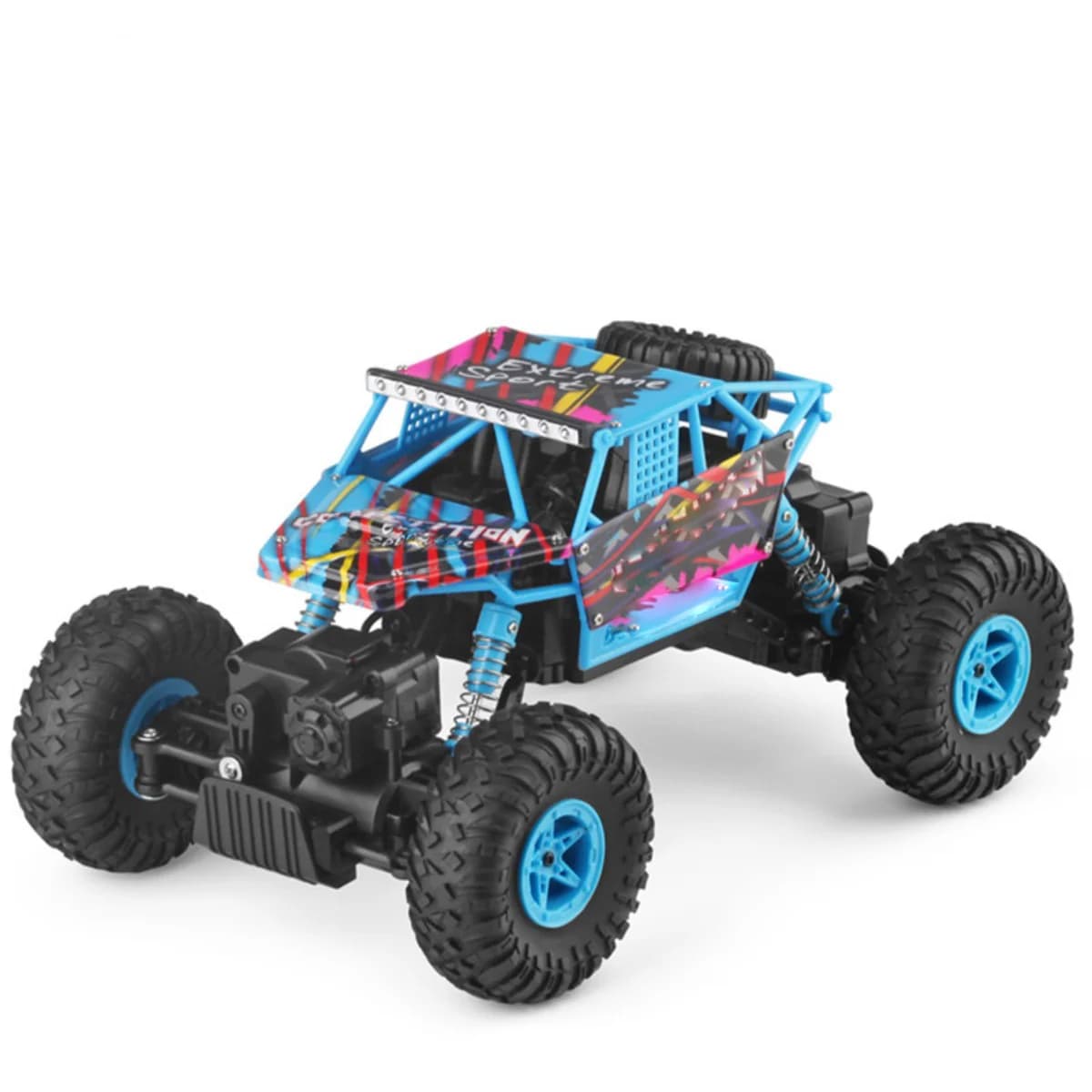 Auto radiocomandata fuoristrada in scala 1:18 con doppio servomotore, trazione integrale, funzione di arrampicata e luci LED per bambini
