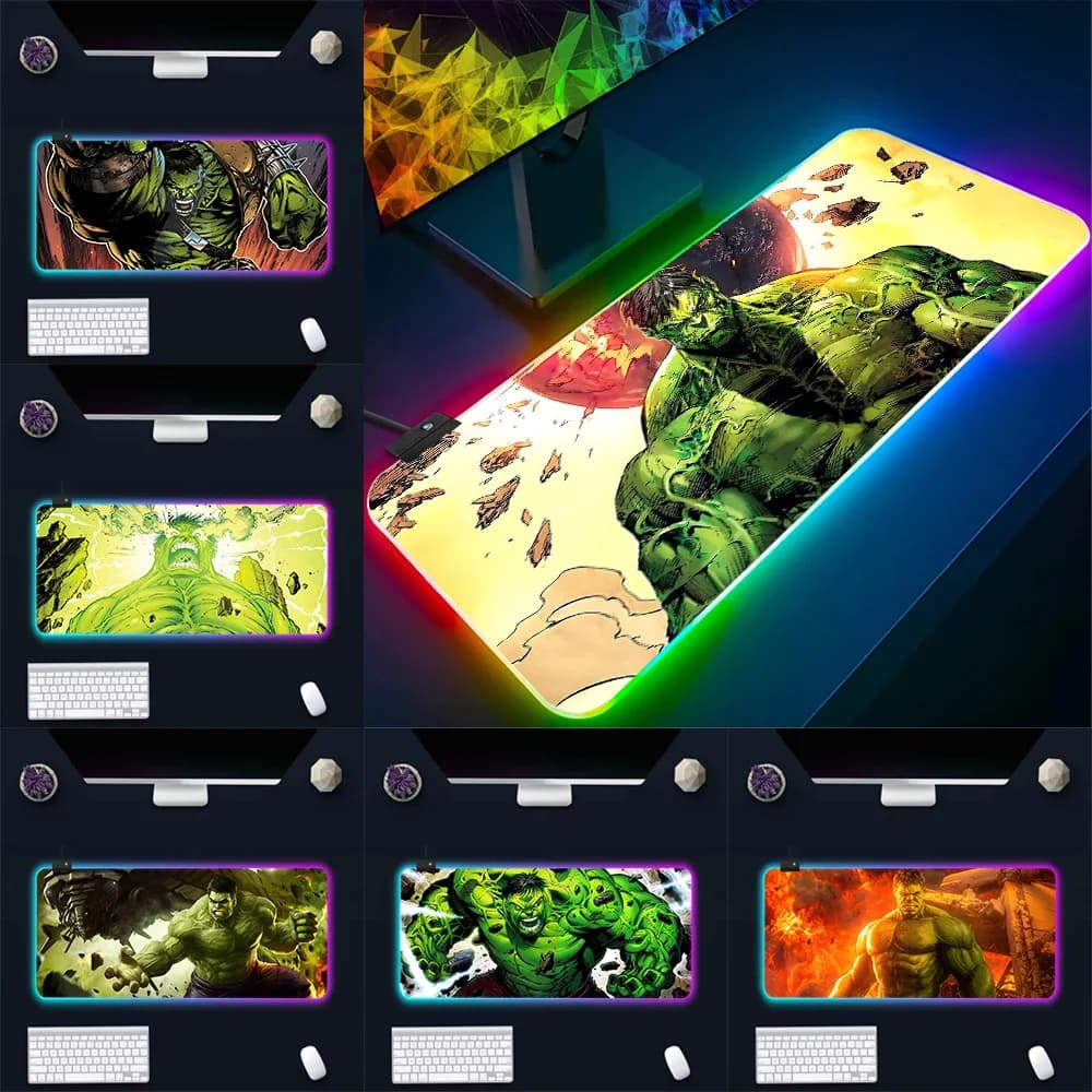 RGB Pc Gamer tastiera Mouse Pad Mousepad LED incandescente Mouse Mats gomma marvel Hulks Gaming Computer Mausepad