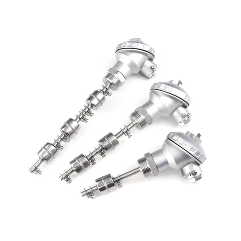 1PC Adjustable Thread Type Double Floating Ball Switch SUS304 Liquid Level Controller Length 8mm x 100mm-600mm DN25 -20-120℃