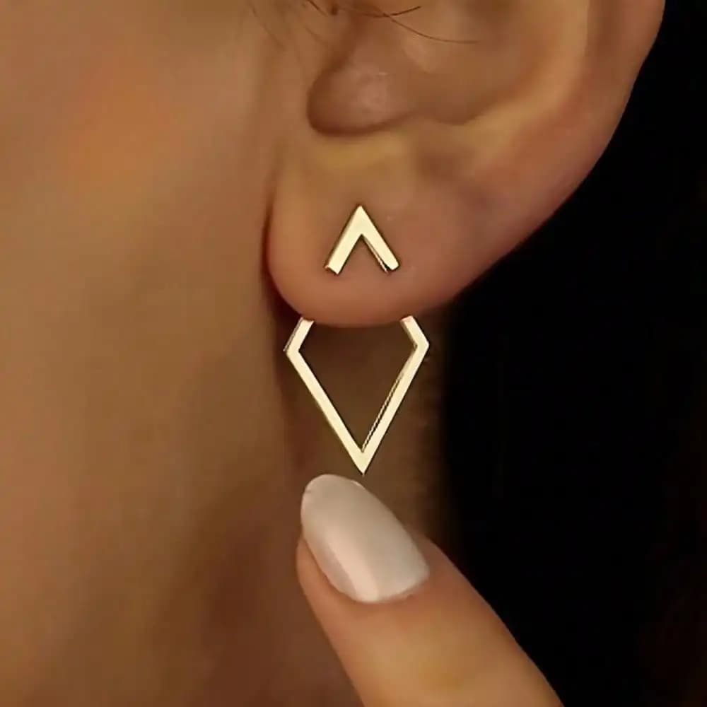 Geometric Pin Earrings Square Minimalists Retro with Stackable Triangles for Women, Fashion Accessories, Party Gifts