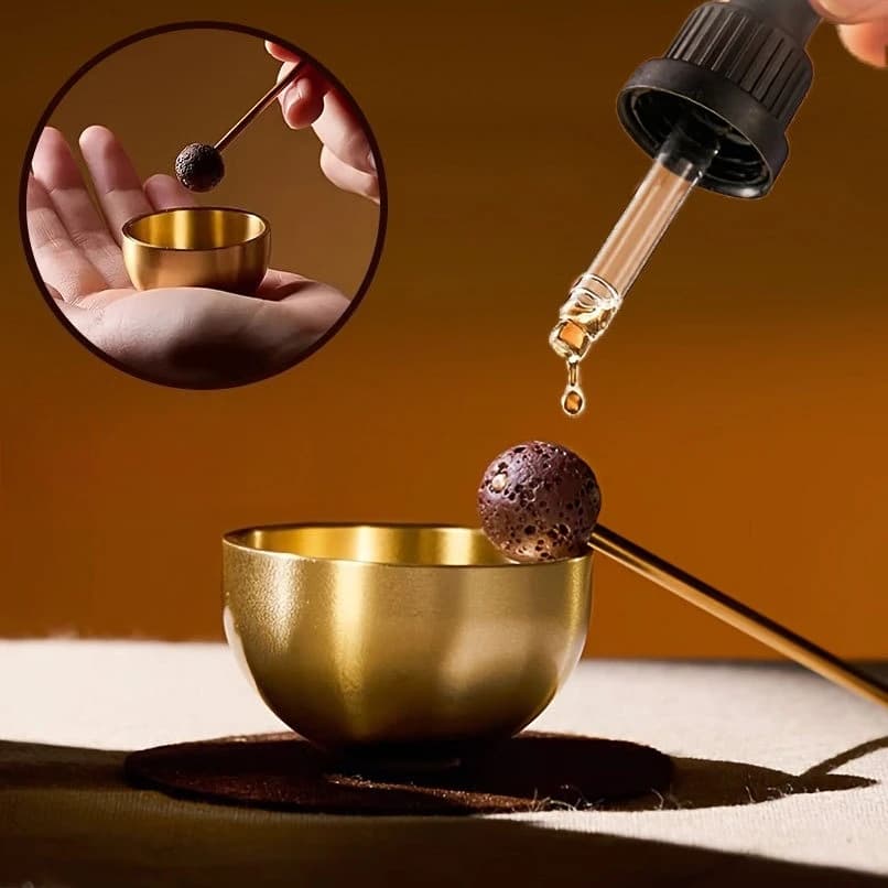 Mini Copper Aromatherapy Singing Bowl, Essential Oil Holder Ornament, Sound Therapy Healing Meditation for Yoga Relaxation