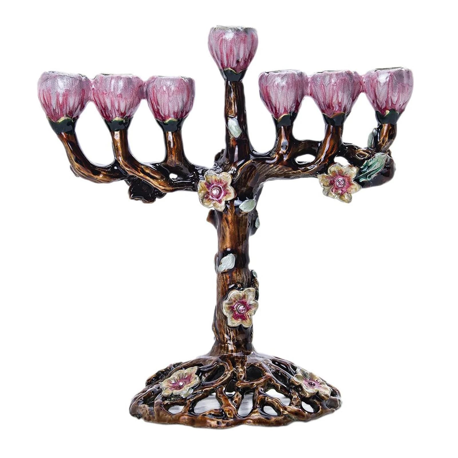 Portacandele con albero di fiore a 7 rami per Hanukkah Menorah Candelabrum Candeliere per feste di Natale, celebrazioni di matrimoni