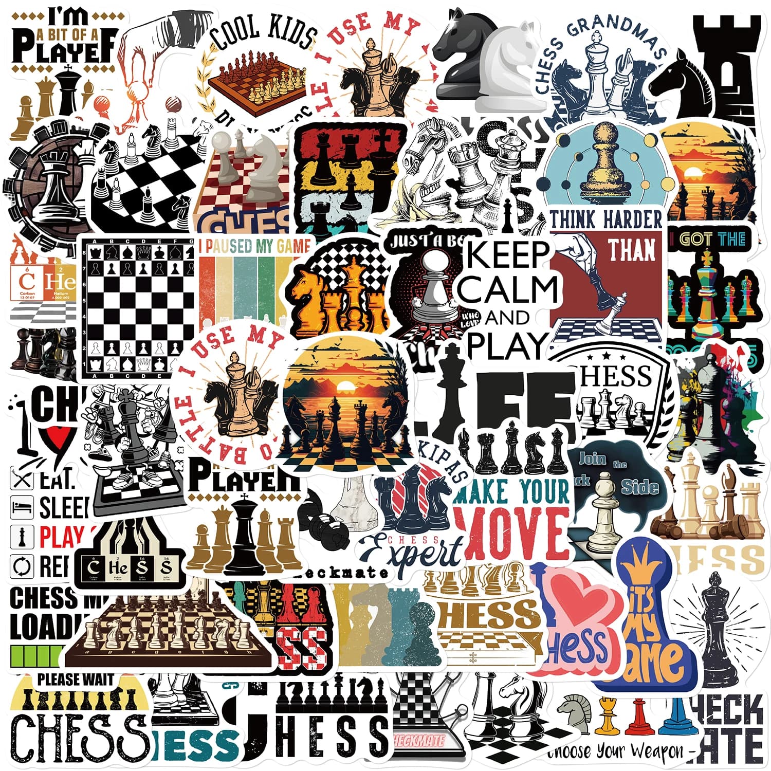 50 pezzi adesivo gioco di scacchi moto classica graffiti telefono portatile auto moto bagagli skateboard diario decalcomania estetica sticke