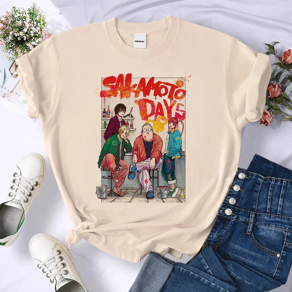 Sakamoto Days top tees donna traspirante pastello classica cultura pop maglietta vestiti coreani anni 2000 punk gotico confortevole anni 2000