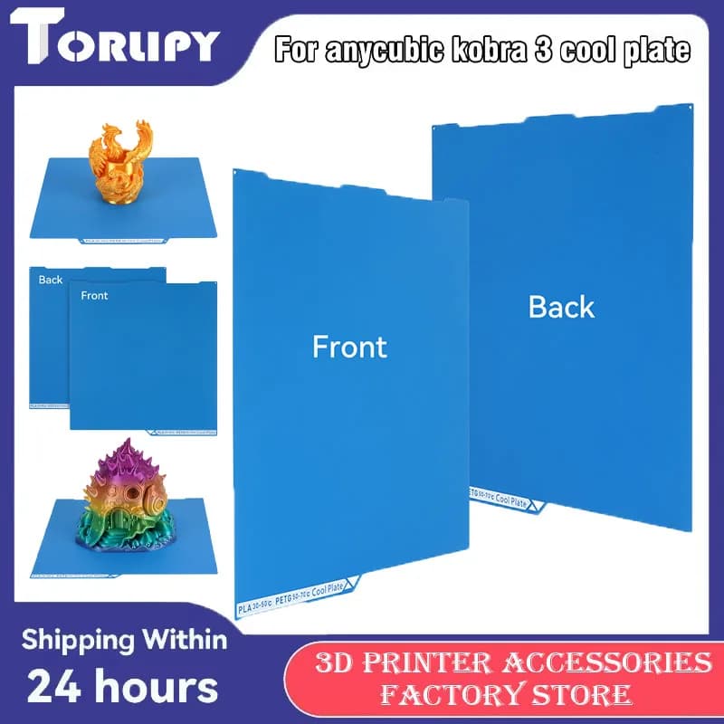 Per Anycubic Kobra 3 Piastra fredda Double Sided PEI Copriletto-Molla magnetica in acciaio Hotbed255x255mm PLA PETG per accessori per stampante 3D