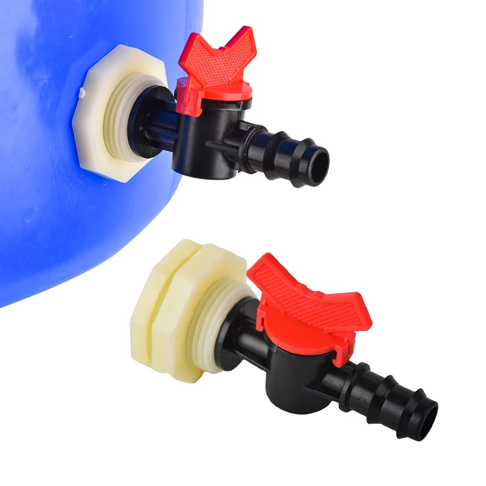 Adattatore per valvola a paratia con barilotto di pioggia in PVC da 3/4 pollici con adattatore per tubo flessibile da 16, 20mm per piscine di acquari d'acqua