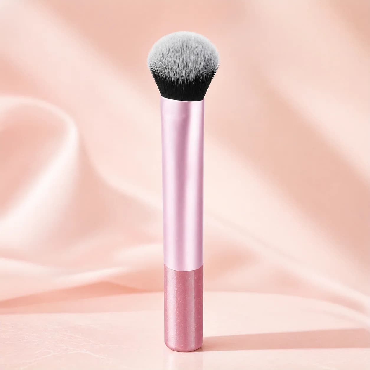Pennello Kabuki Portatile, Pennello Morbido e Denso per Fondotinta, Cipria, Blush e Contouring, Strumento di Bellezza da Viaggio Rosa
