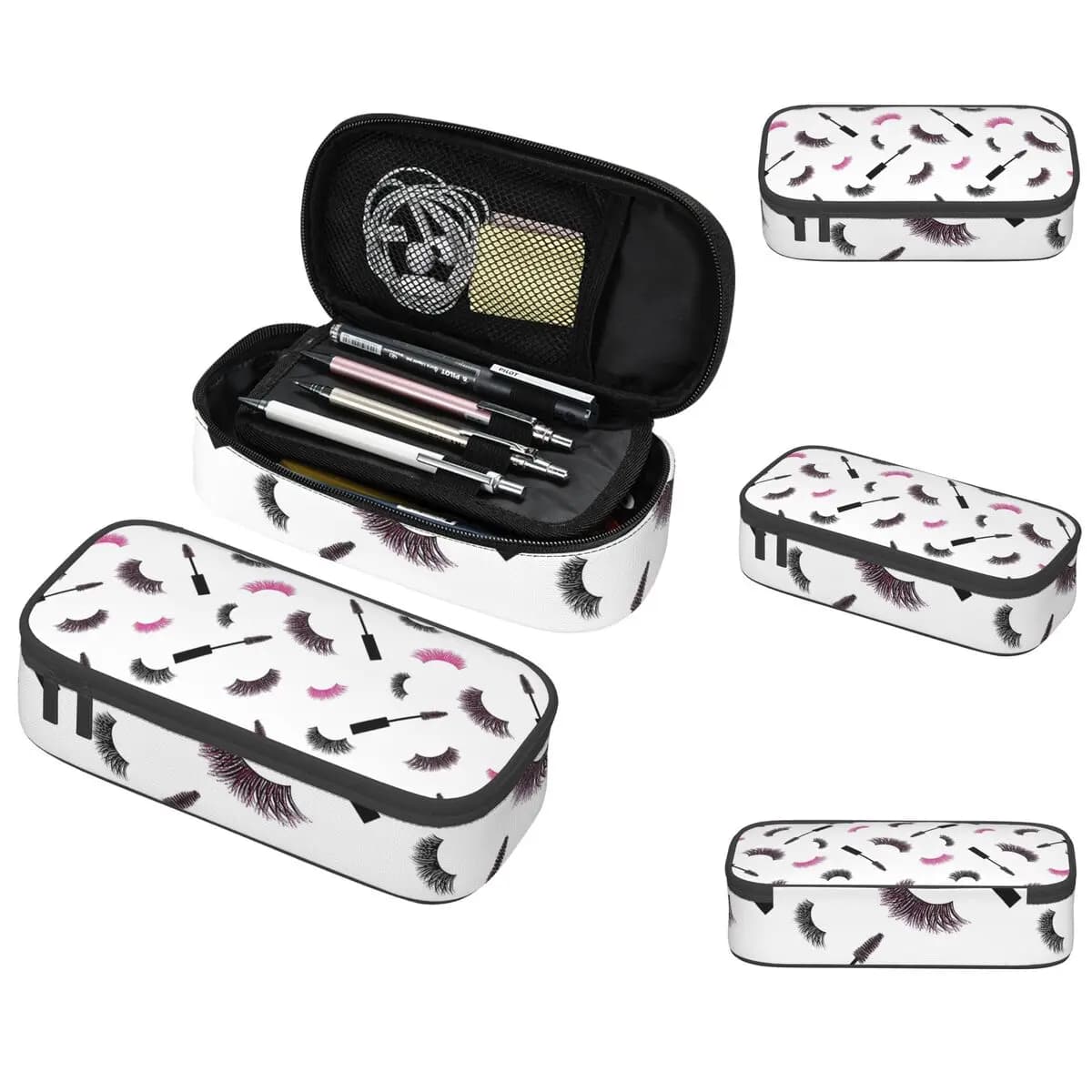 Astuccio per matite con ciglia e mascara con glitter rosa per ragazzi e ragazze, regali, astuccio per penne, portaoggetti per cancelleria, porta penne.
