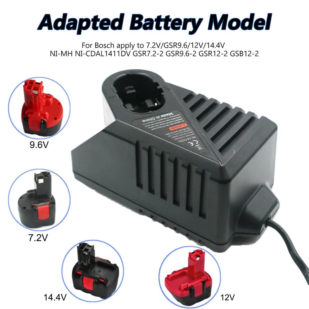 New Replacement for BOSCH Charger NIHM NiCd Battery 7.2V 9.6V Charger GDR12V GSB12V GSB14.4V GSR 7.2V GSR9.6V GSR12V and More