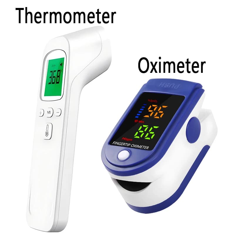 Contactless Body Temperature Instrument Medical Thermometer for IR fever Digital auricular thermometer or mini pulse oxymeter for blood Oxygen finger