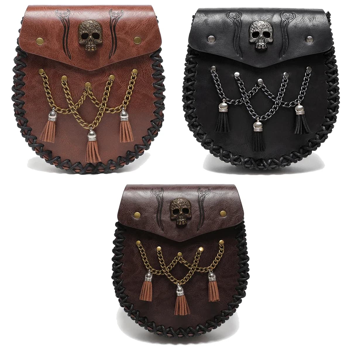 Borsa da cintura vichinga medievale gotica da uomo Borsa per soldi Borsa Helloween Cavaliere vichingo Uomo Donna Borsa con coulisse in pelle Portamonete