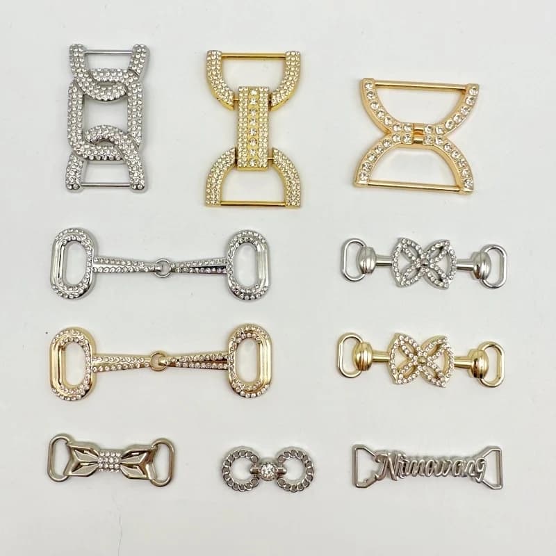 20Pcs Rhinestone Decorative Buckle Metal Pair Buckles for Coat Jacket Garment Bag Accessories