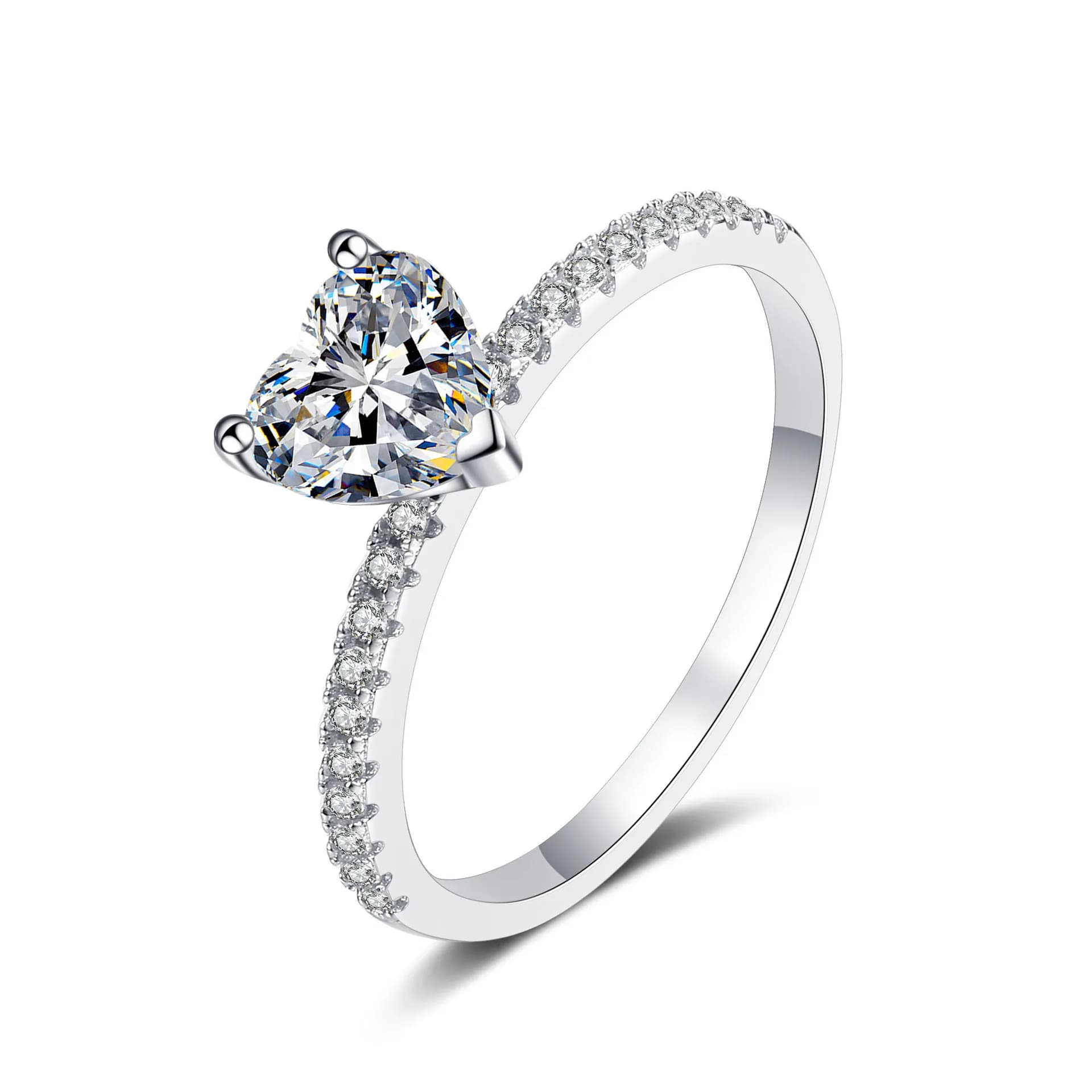 Anello di Proposta a Forma di Cuore, Lussuoso e Generoso, in Platino PT950 con Moissanite da 2 Carati per Donne, per Congelare Momenti Felici