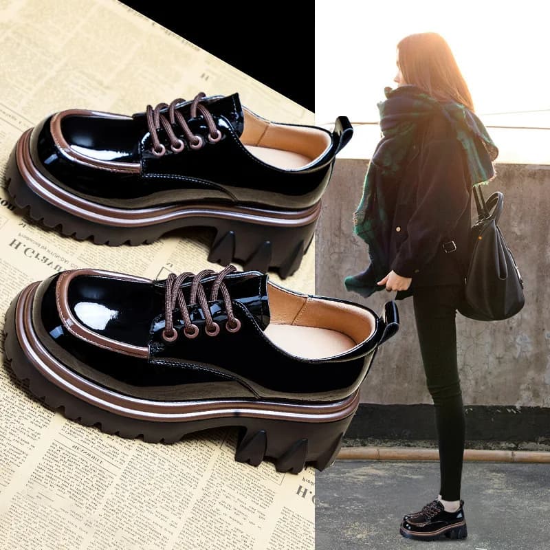 Women's Small Leather Shoes British Style 2025 New Spring and Autumn Thick Heel Thick Sole Heightening Loafers