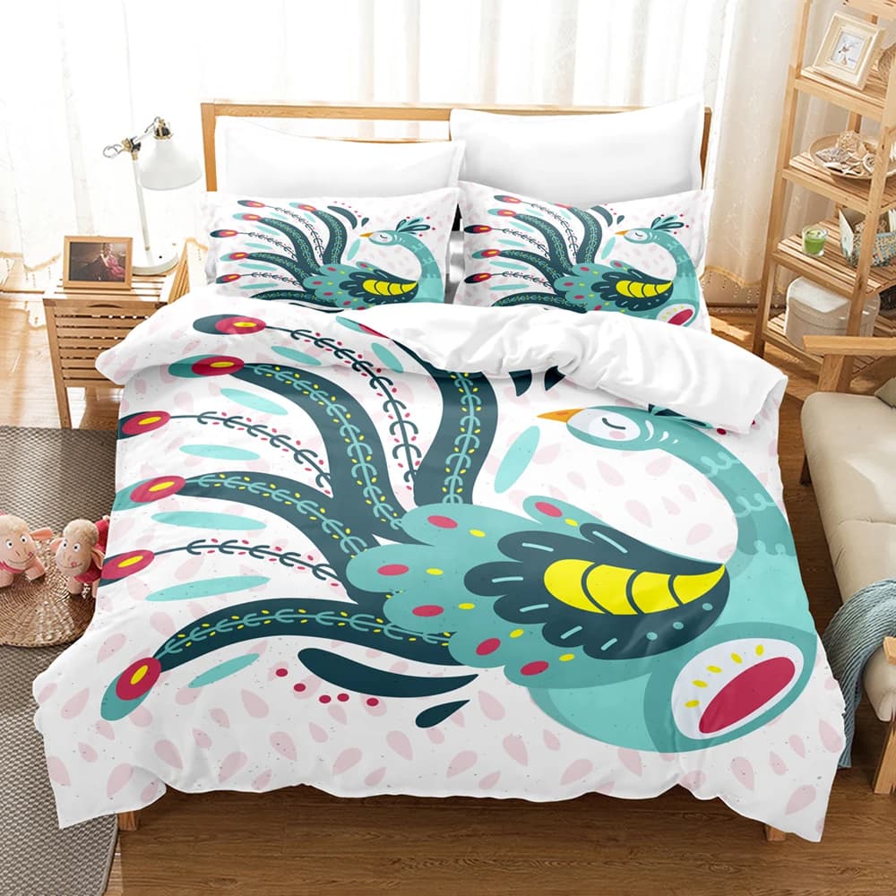 228x228 Set biancheria da letto Adulti Pavone Copripiumino Federe Set copripiumino Twin Full Queen King Tessili per la casa 100% Fibra di bambù