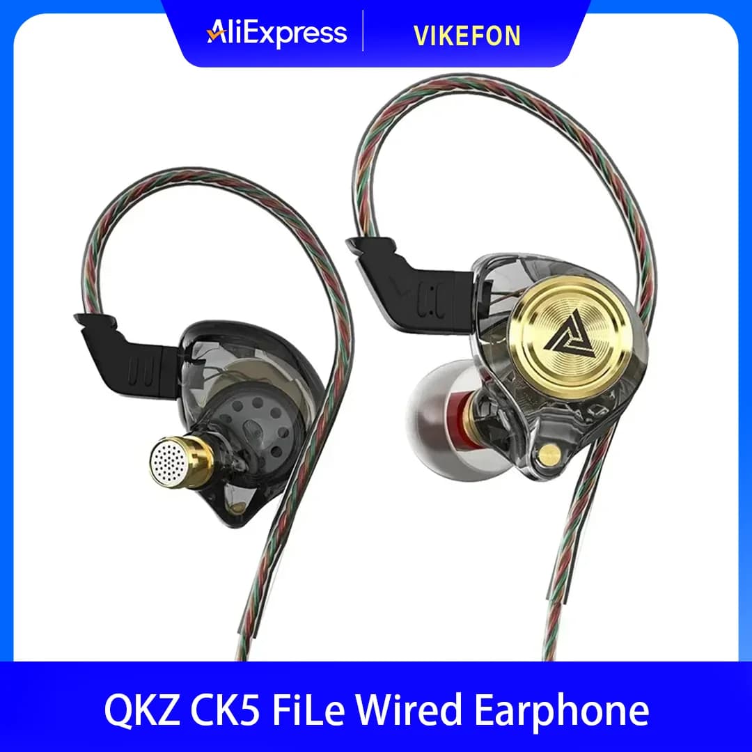Auricolari cablati QKZ AK3 FiLe con microfono, cuffie HiFi per monitoraggio musicale, bassi profondi, cancellazione del rumore, per sport e gaming.