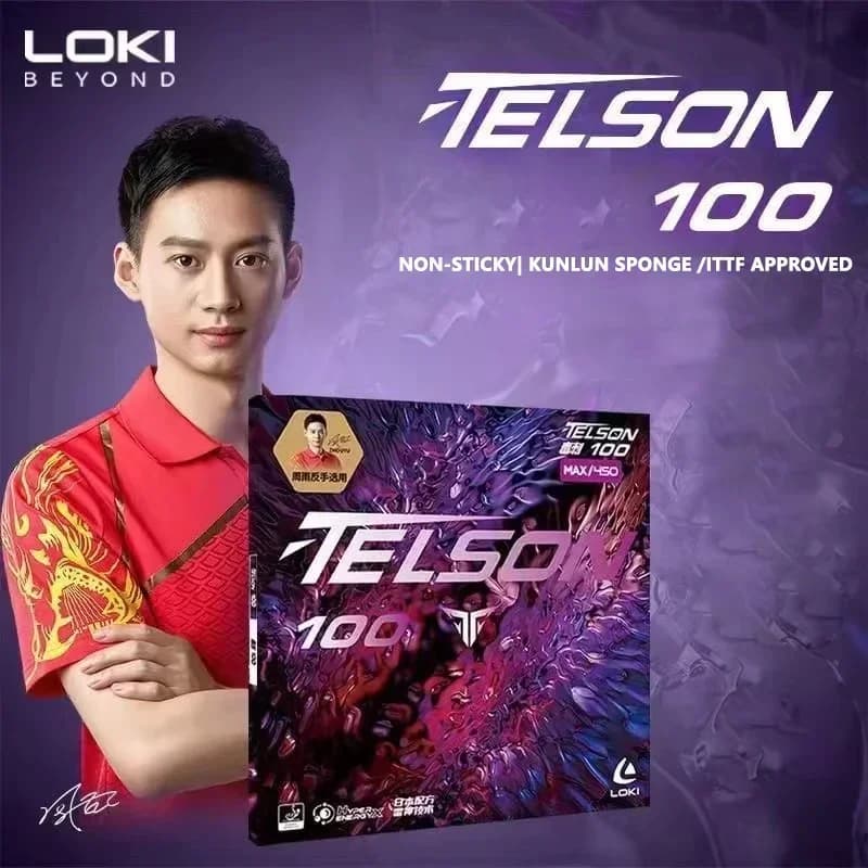 Foglio di gomma da ping pong non appiccicoso originale LOKI TELSON 100 con spugna Kunlun pre-inceppata