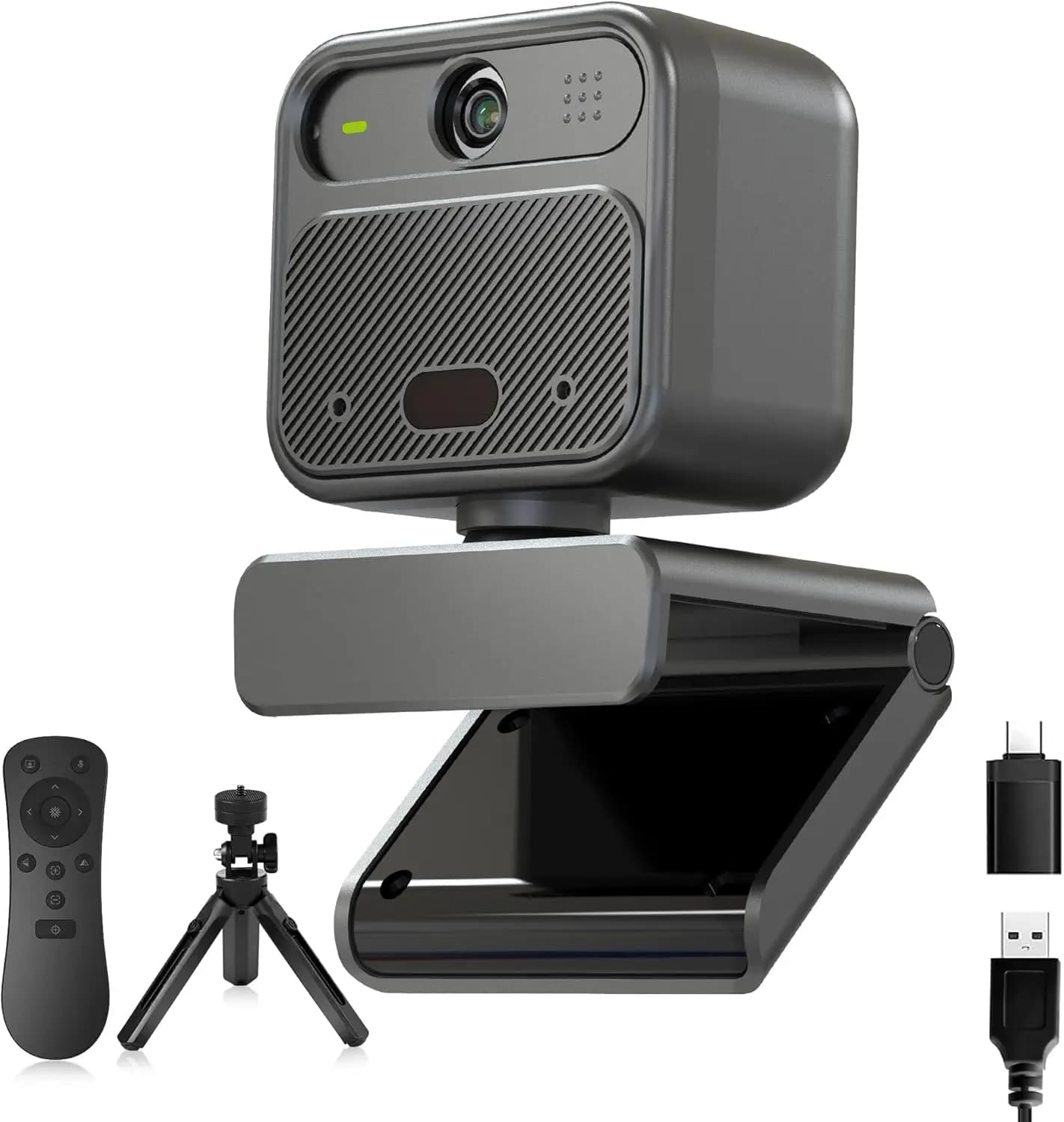 Webcam 4K con Doppio Microfono, 85 ° Obiettivo Grandangolare, Telecomando, Copertura Privacy e Treppiede per PC Zoom Skype Teams