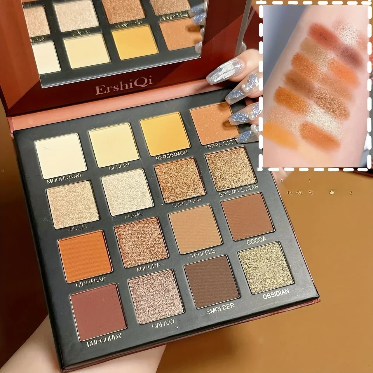 Palette Ombretti 16 Colori Effetto Shimmer e Matte, Lunga Durata, Pigmenti Minerali, Illuminante, Trucco Professionale
