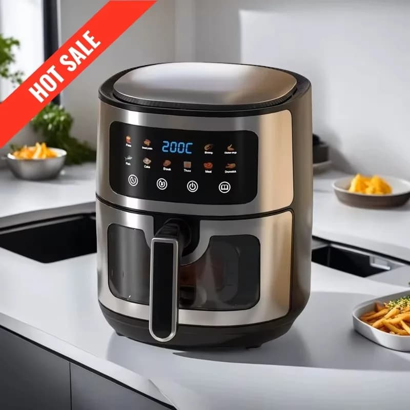 10 Liters Wholesale Black Air Fryer, Fast, Healthy, Oil Free, Visual Window, Make Snacks, Pastries and Foods for Fingers, Home Use for Party