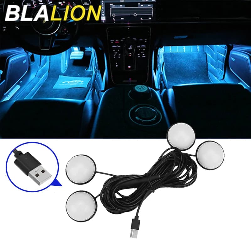 BLALION LED Luce ambientale per piedi per auto 3 colori con USB Illuminazione per umore al neon Lampada per interni per auto Luce per atmosfera decorativa